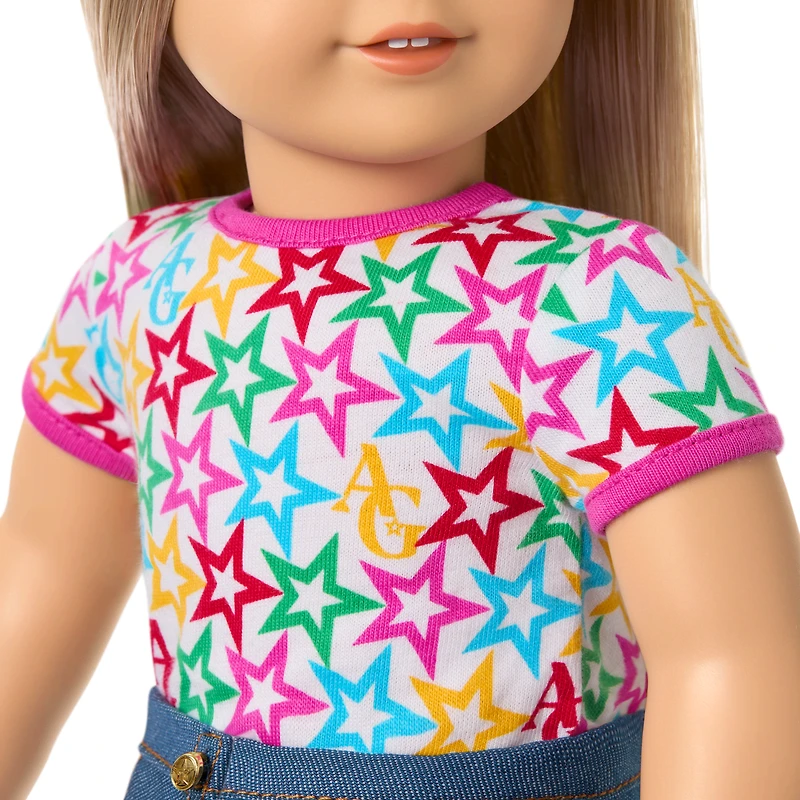 Truly Me™ 18-inch Doll #100 with straight layered blonde hair