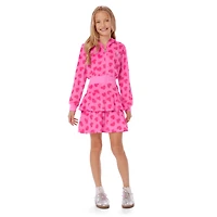 Pink Hearts Hoodie Dress for Girls & 18-inch Dolls