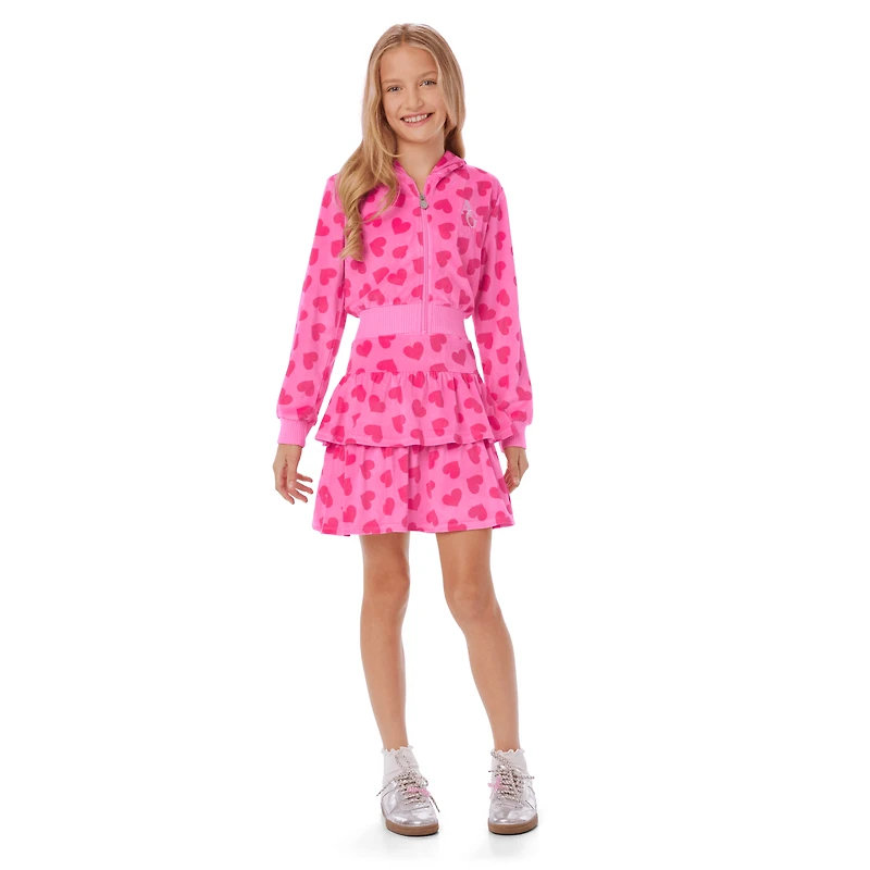 Pink Hearts Hoodie Dress for Girls & 18-inch Dolls