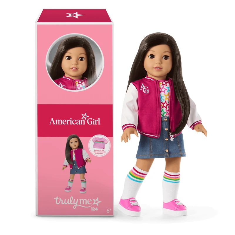 Truly Me™ 18-inch Doll #124 with straight black-brown hair