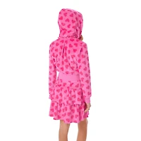 Pink Hearts Hoodie Dress for Girls & 18-inch Dolls