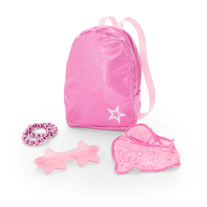 Pink Spotted Cow Backpack & Accessory Set for 18-inch Dolls