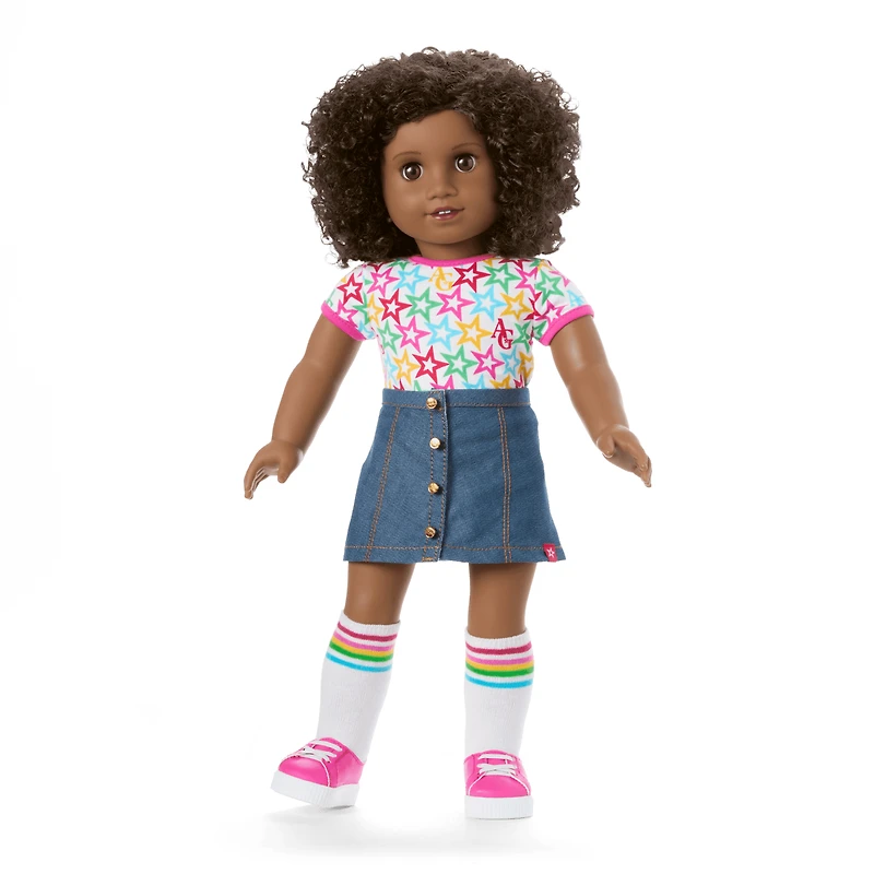 Truly Me™ 18-inch Doll #112 with curly dark-brown hair