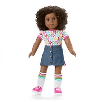 Truly Me™ 18-inch Doll #112 with curly dark-brown hair