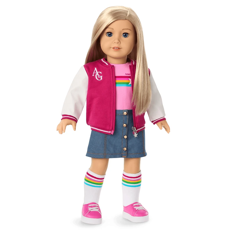 Truly Me™ 18-inch Doll #100 with straight layered blonde hair