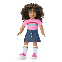 Truly Me™ 18-inch Doll #132 with curly dark-brown hair