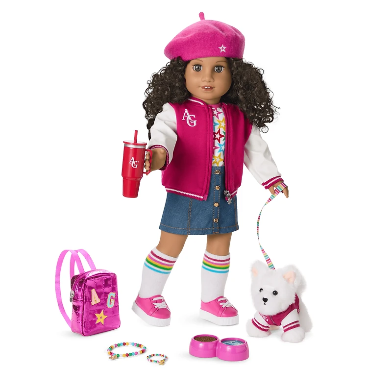 Truly Me™ 18-inch Doll #132 with curly dark-brown hair