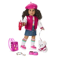 Truly Me™ 18-inch Doll #132 with curly dark-brown hair