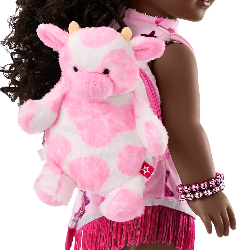 Pink Spotted Cow Backpack & Accessory Set for 18-inch Dolls