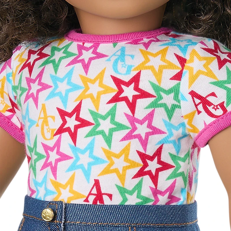 Truly Me™ 18-inch Doll #132 with curly dark-brown hair