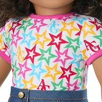 Truly Me™ 18-inch Doll #132 with curly dark-brown hair