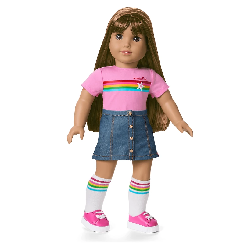Truly Me™ 18-inch Doll #122 with straight dark-brown hair