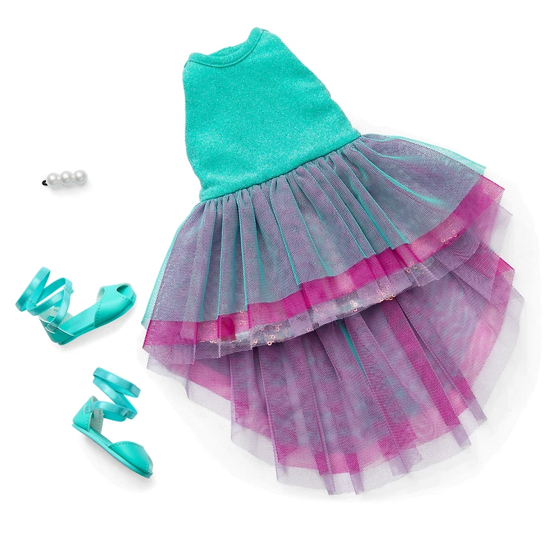 Glam Shimmering Ocean Outfit & Shimmering Sea Turtle Backpack & Accessory Set Bundle