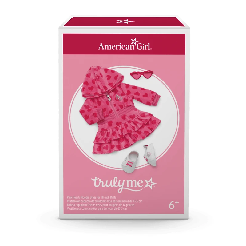 Pink Hearts Hoodie Dress for 18-inch Dolls
