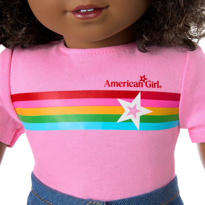 Truly Me™ 18-inch Doll #112 with curly dark-brown hair