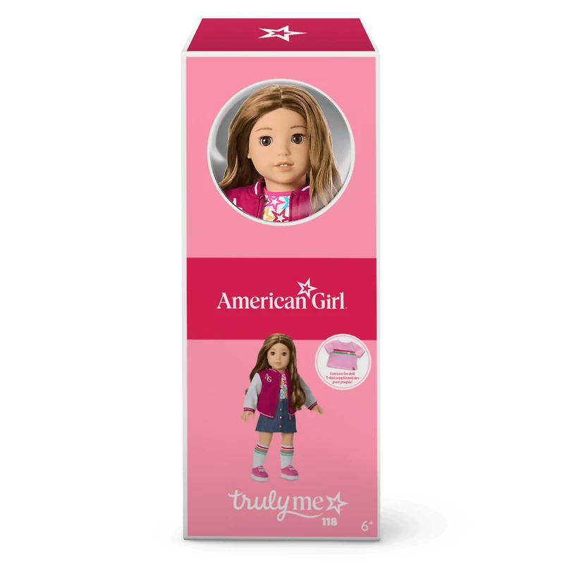 Truly Me™ 18-inch Doll #118 with curly caramel hair