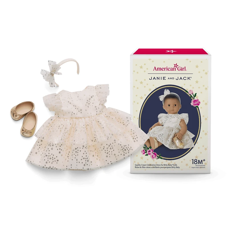American Girl® x Janie and Jack Sparkly Cream Celebration Dress for Bitty Baby® Dolls