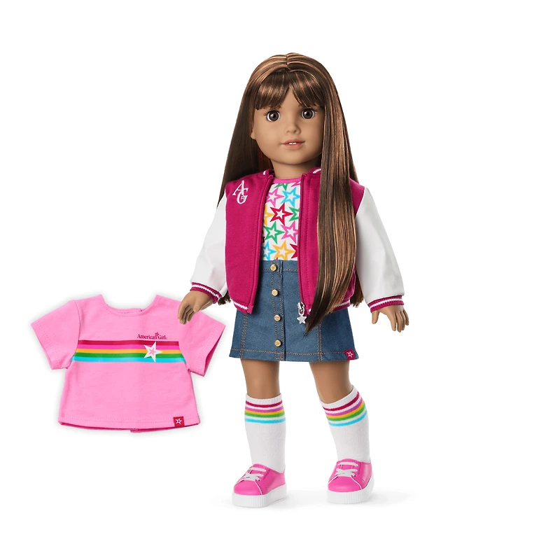 Truly Me™ 18-inch Doll #122 with straight dark-brown hair