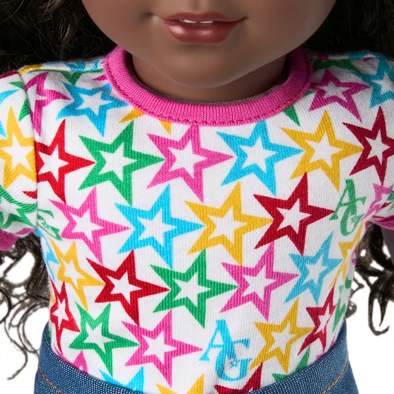 Truly Me™ 18-inch Doll #127 with curly dark-brown hair