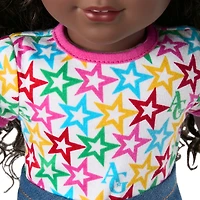 Truly Me™ 18-inch Doll #127 with curly dark-brown hair