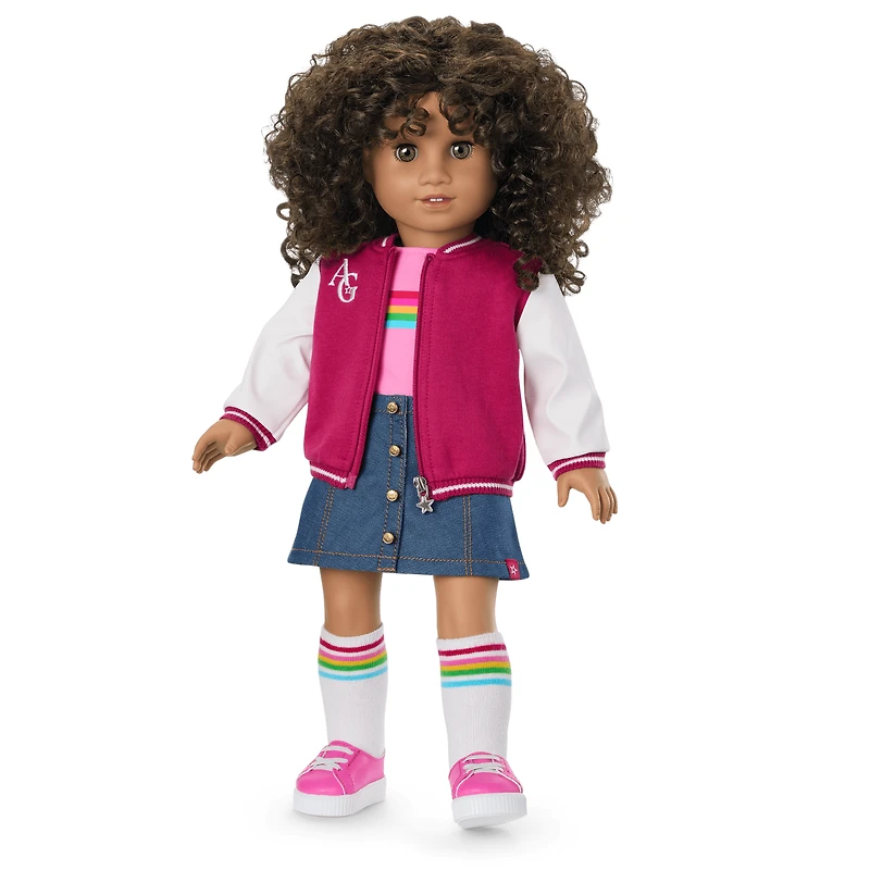 Truly Me™ 18-inch Doll #132 with curly dark-brown hair