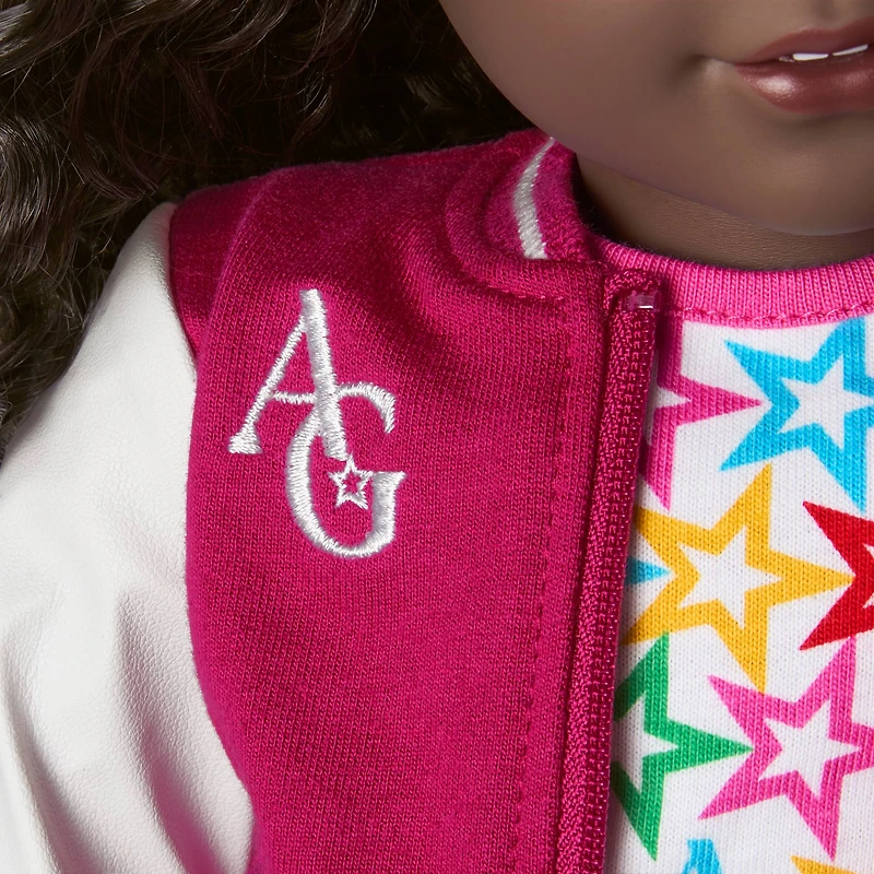 Truly Me™ 18-inch Doll #127 with curly dark-brown hair