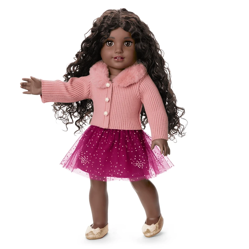 American Girl® x Janie and Jack Rosy Ribbed Cardigan for 18-inch Dolls