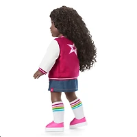Truly Me™ 18-inch Doll #127 with curly dark-brown hair