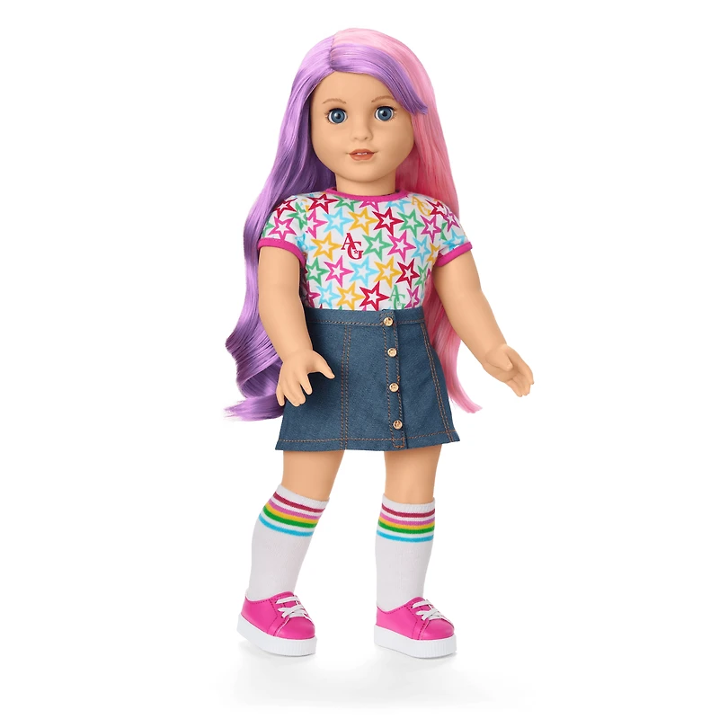Truly Me™ 18-inch Doll #116 with wavy purple-and-pink hair