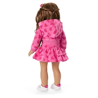 Pink Hearts Hoodie Dress for 18-inch Dolls