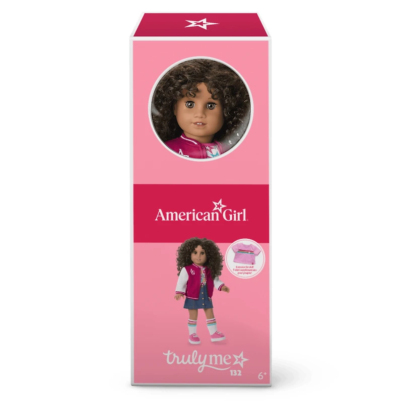 Truly Me™ 18-inch Doll #132 with curly dark-brown hair