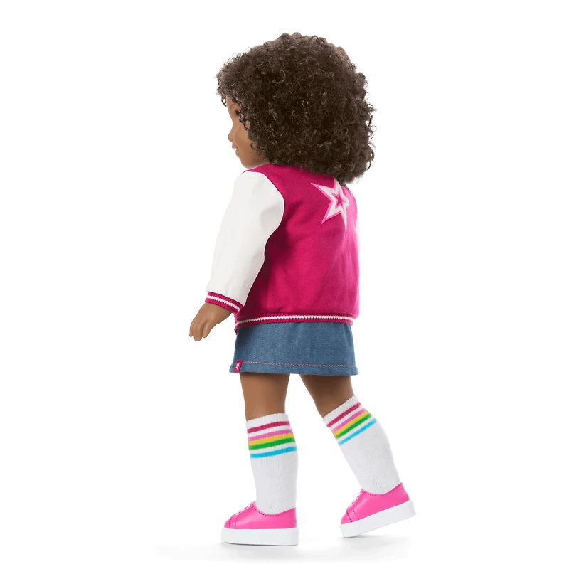 Truly Me™ 18-inch Doll #112 with curly dark-brown hair