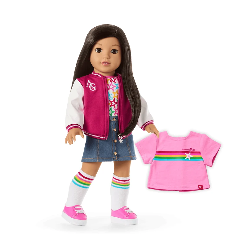 Truly Me™ 18-inch Doll #124 with straight black-brown hair
