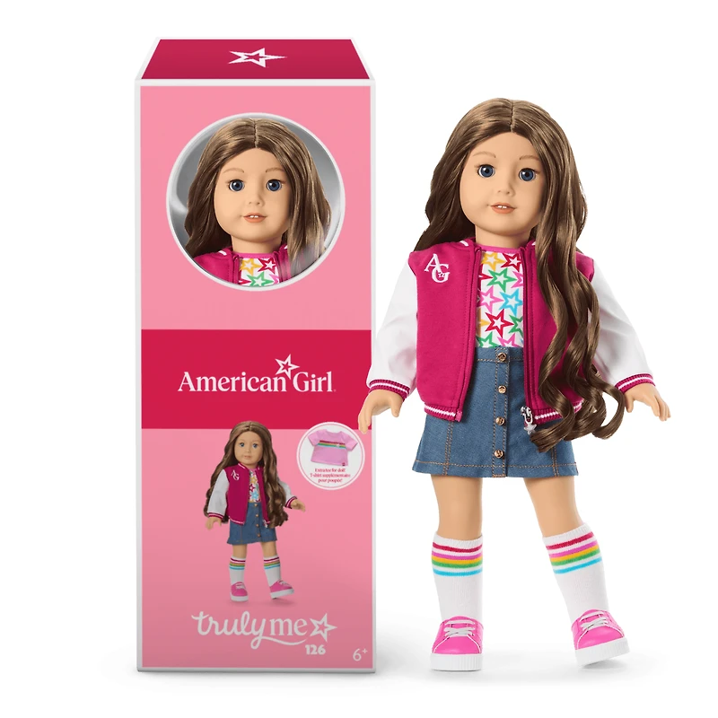 Truly Me™ 18-inch Doll #126 with wavy brown hair