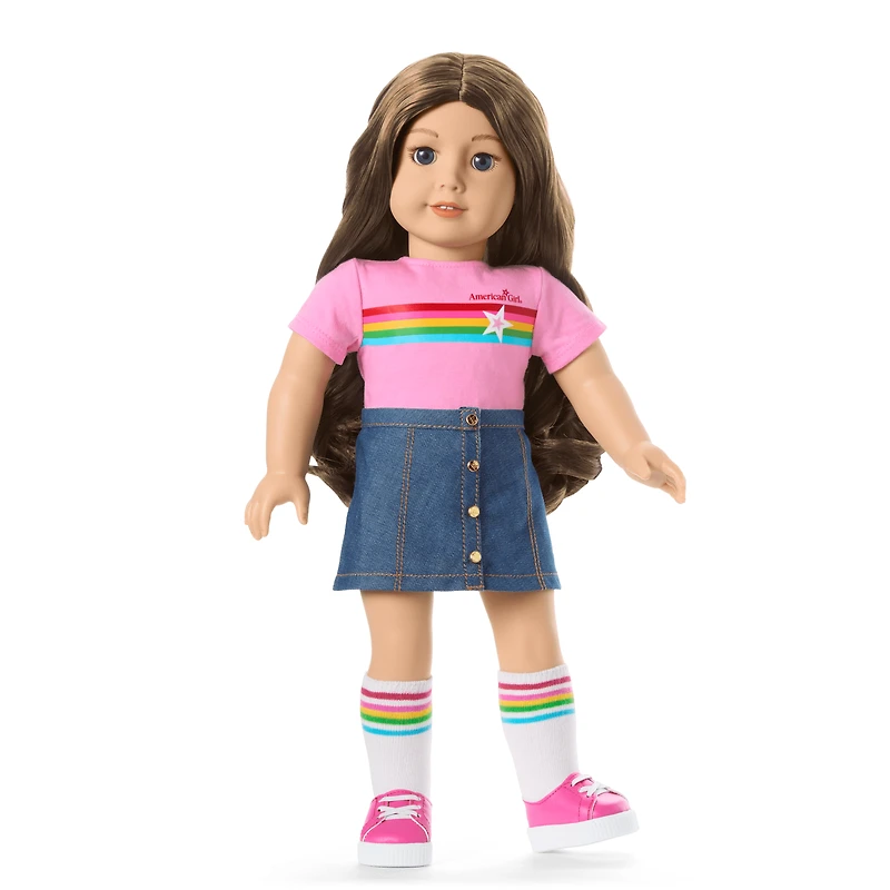 Truly Me™ 18-inch Doll #126 with wavy brown hair