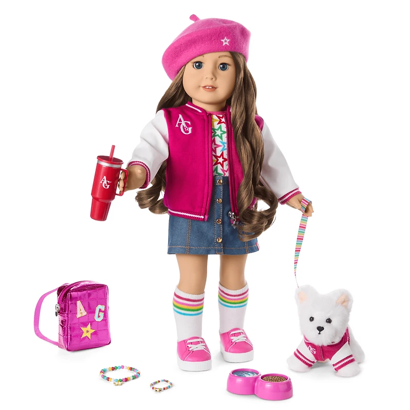 Truly Me™ 18-inch Doll #126 with wavy brown hair