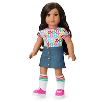 Truly Me™ 18-inch Doll #108 with curly black-brown hair