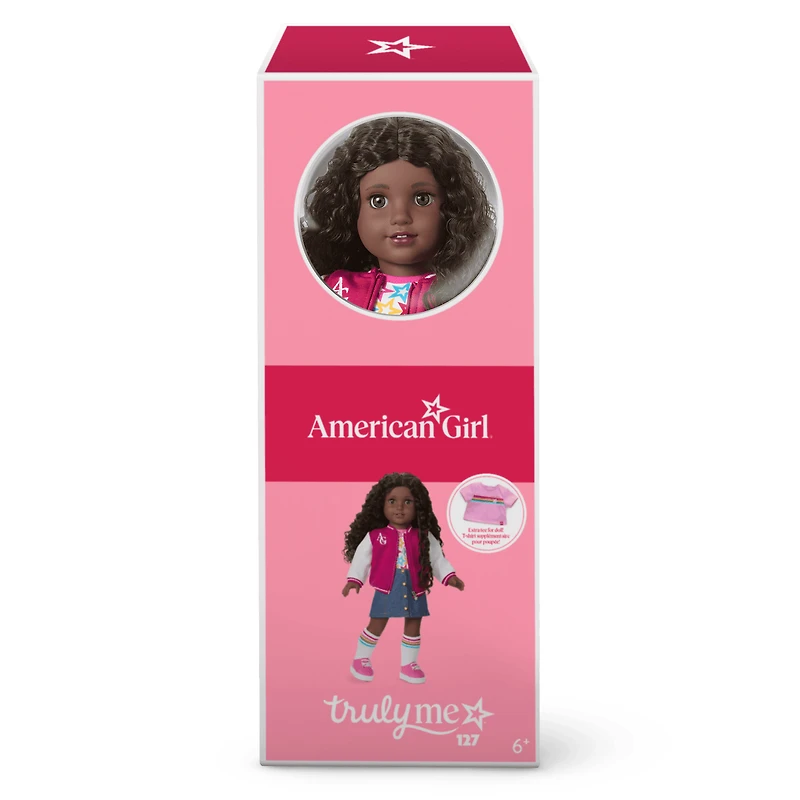 Truly Me™ 18-inch Doll #127 with curly dark-brown hair