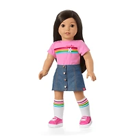 Truly Me™ 18-inch Doll #124 with straight black-brown hair