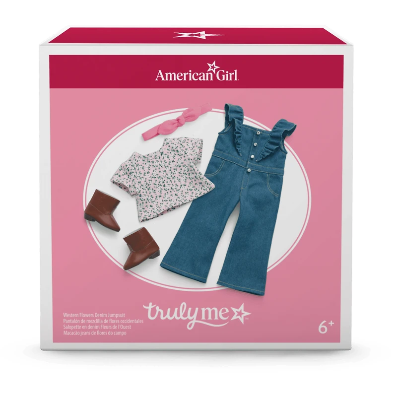 Western Flowers Denim Jumpsuit for 18-inch Dolls