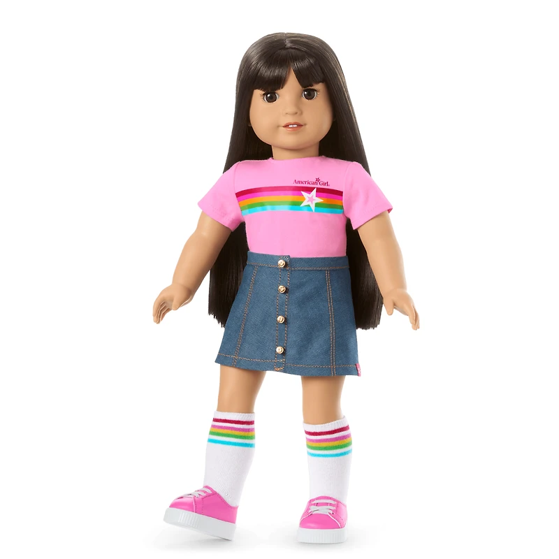 Truly Me™ 18-inch Doll #130 with straight black-brown hair
