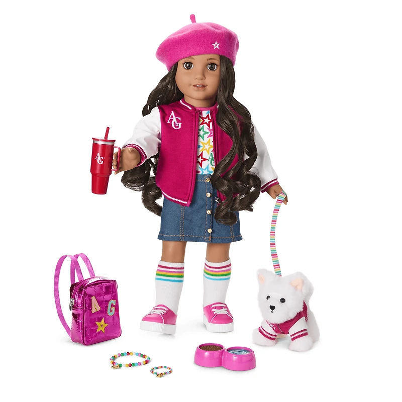 Truly Me™ 18-inch Doll #108 with curly black-brown hair
