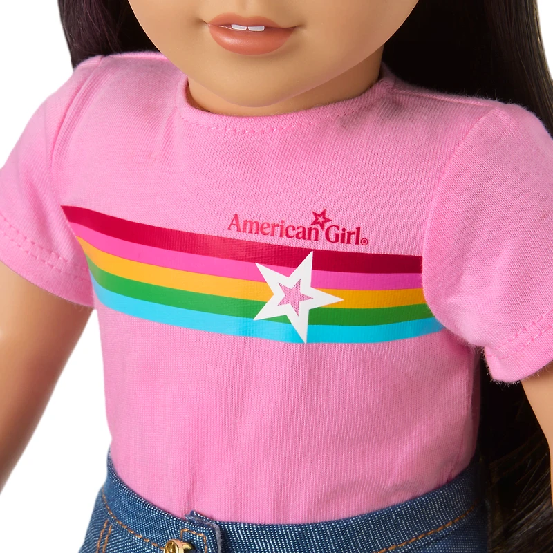 Truly Me™ 18-inch Doll #124 with straight black-brown hair