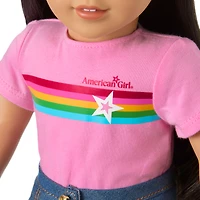Truly Me™ 18-inch Doll #124 with straight black-brown hair