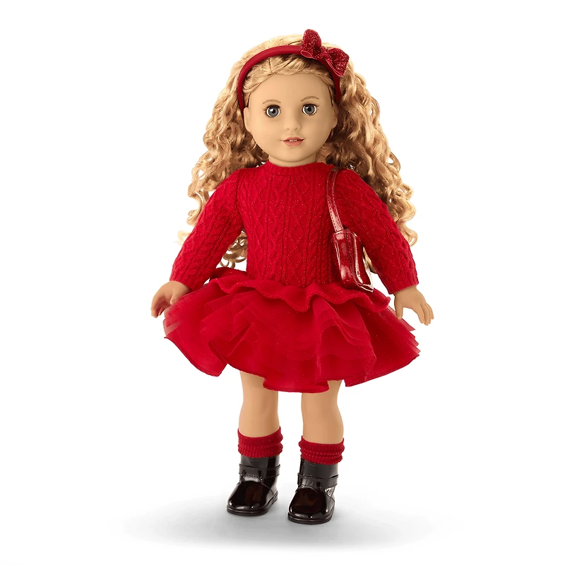 American Girl® x Something Navy Crimson Sparkle Sweater Dress for 18-inch Dolls