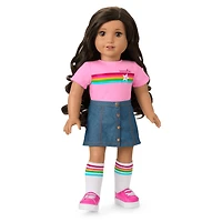 Truly Me™ 18-inch Doll #108 with curly black-brown hair