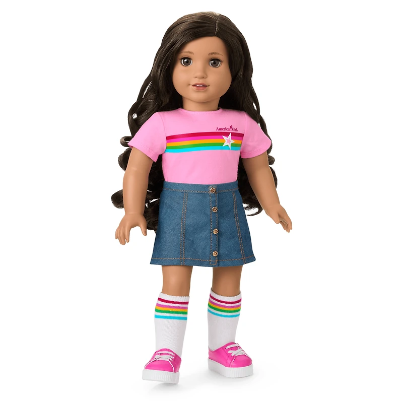 Truly Me™ 18-inch Doll #108 with curly black-brown hair