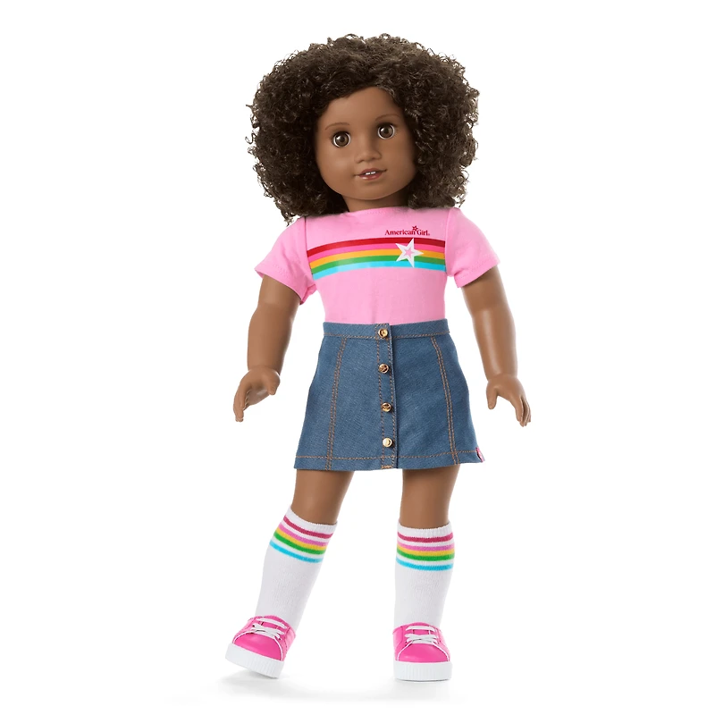 Truly Me™ 18-inch Doll #112 with curly dark-brown hair