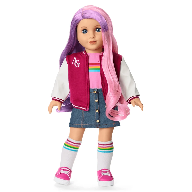 Truly Me™ 18-inch Doll #116 with wavy purple-and-pink hair