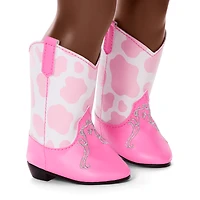 Glam Pink Cowgirl Outfit & Pink Spotted Cow Backpack & Accessory Set  Bundle